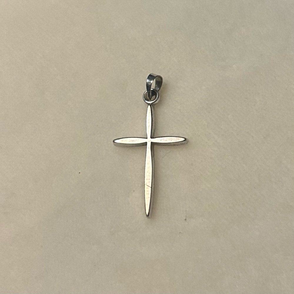 14K White Gold Cross Pendant